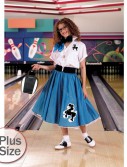 Complete Poodle Skirt Outfit (Turquoise White) Adult Plus Costume