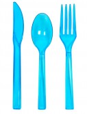 Neon Blue Plastic Cutlery (51 count)