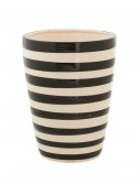 8.5 Inch Black and White Ceramic Striped Pot