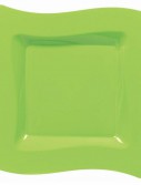 Lime Green Wavy Square Plastic Dinner Plates