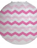12 Round Paper Chevron Lantern - Candy Pink