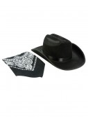 Black Cowboy Hat and Bandana Set