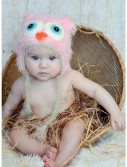 Infant Pink Yarn Owl Hat