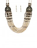 White Beaded Indian Necklace and Earrings