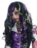 Black with Purple and Green Streaks Child Wig