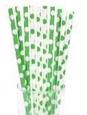 Green and White Dot Straws (10)