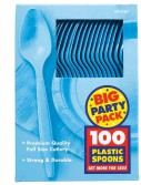 Caribbean Blue Big Party Pack - Spoons (100 count)