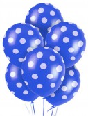 Blue and White Dots Latex Balloons (6)