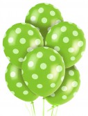 Green and White Dots Latex Balloons (6)
