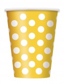 Yellow and White Dots 12 oz. Cups (6)