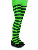 Green and Black Striped Tights - Child