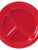 Classic Red (Red) Plastic Divided Dinner Plates (20 count)