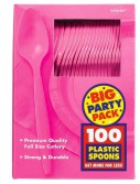 Bright Pink Big Party Pack - Spoons (100 count)