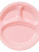 Pale Pink Plastic Divided Banquet Dinner Plates (20 count)