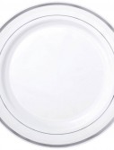 White Round Tray with Silver Trim