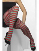 Red And Green Striped Holiday Tights