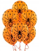 Halloween Orange with Black Spiders Latex Balloons