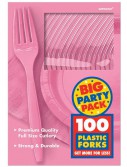 New Pink Big Party Pack - Forks (100 count)