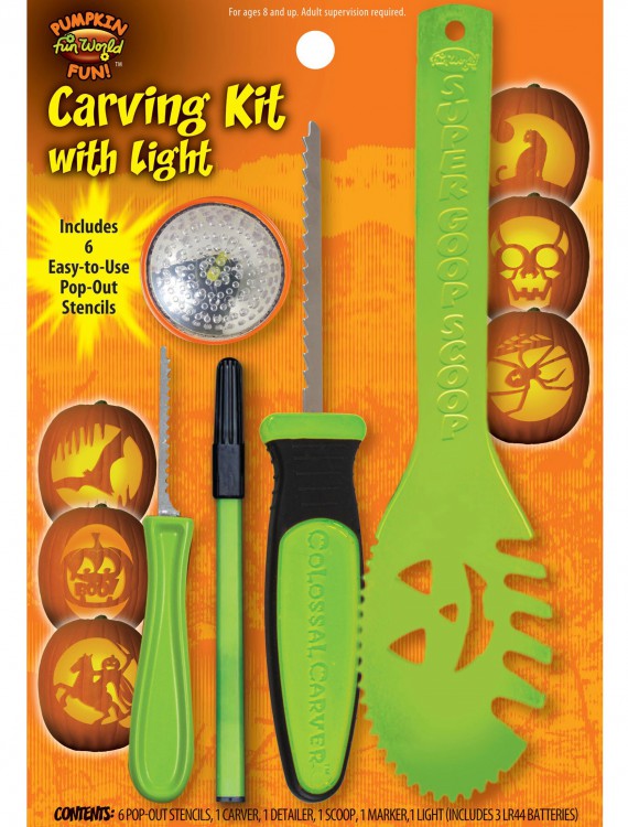 11 pc Green Colossal Carving Kit w/ Light