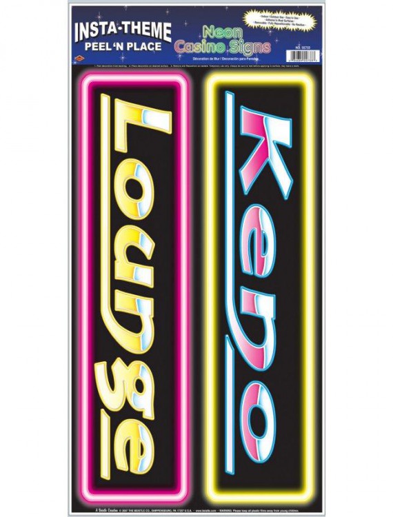 Keno Lounge Neon Casino Signs Peel 'N Place (2 count)