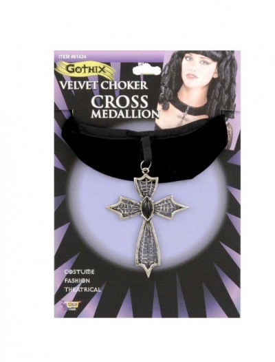 Velvet Choker with Cross
