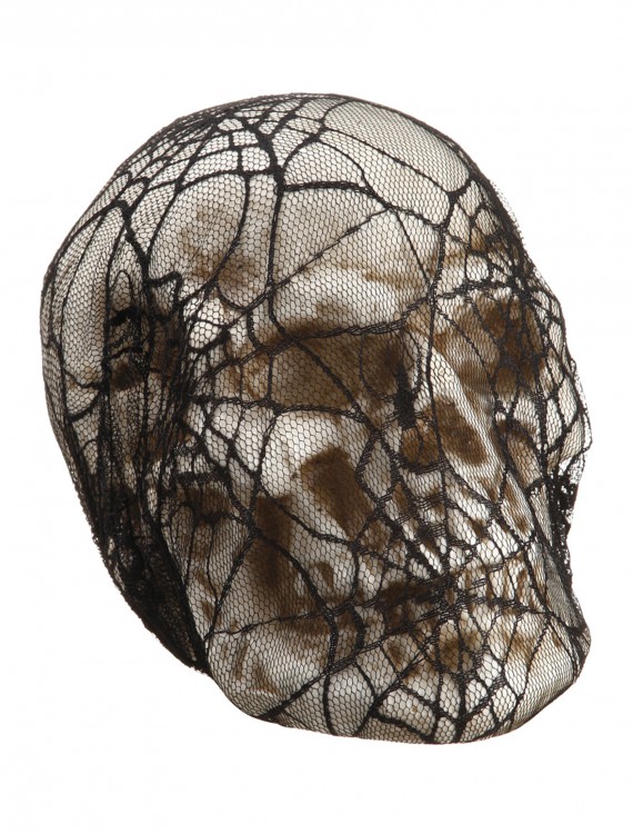 6 inch Spider Web Lace-covered Skull