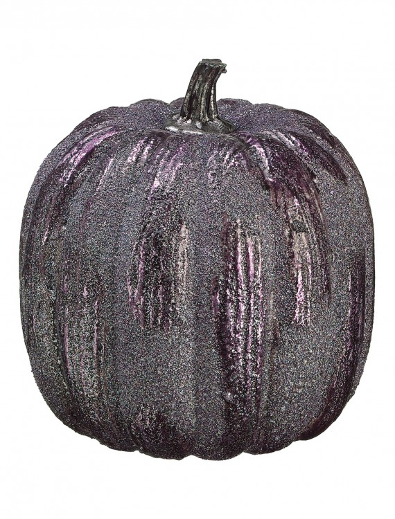 6 Purple Glittered Pumpkin