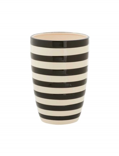 7.5 Inch Black and White Ceramic Striped Pot