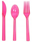 Neon Pink Plastic Cutlery (51 count)
