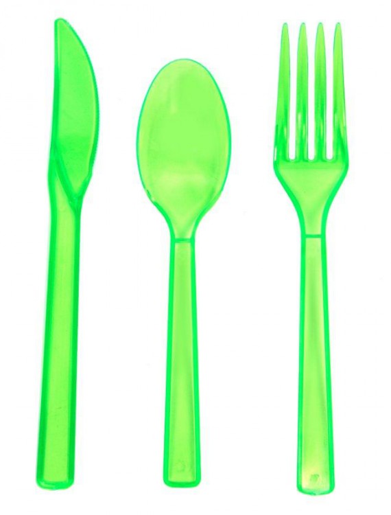 Neon Green Plastic Cutlery (51 count)