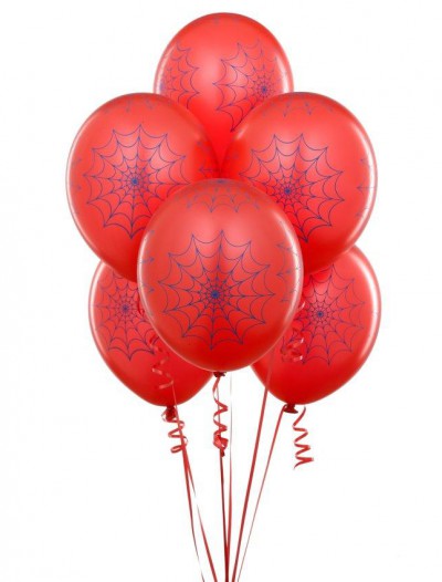 Red with Blue Spider Webs 11 Matte Balloons (6 count)
