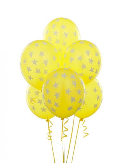 Yellow with Large White Stars 11 Matte Balloons (6 count)