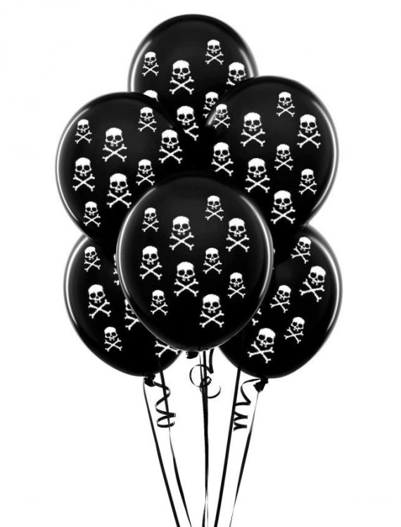 Black with White Skulls 11 Matte Balloons (6 count)