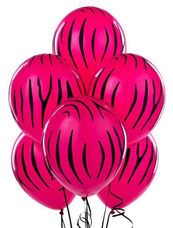 Zebra Stripes Wild Berry Latex Balloons (6 count)