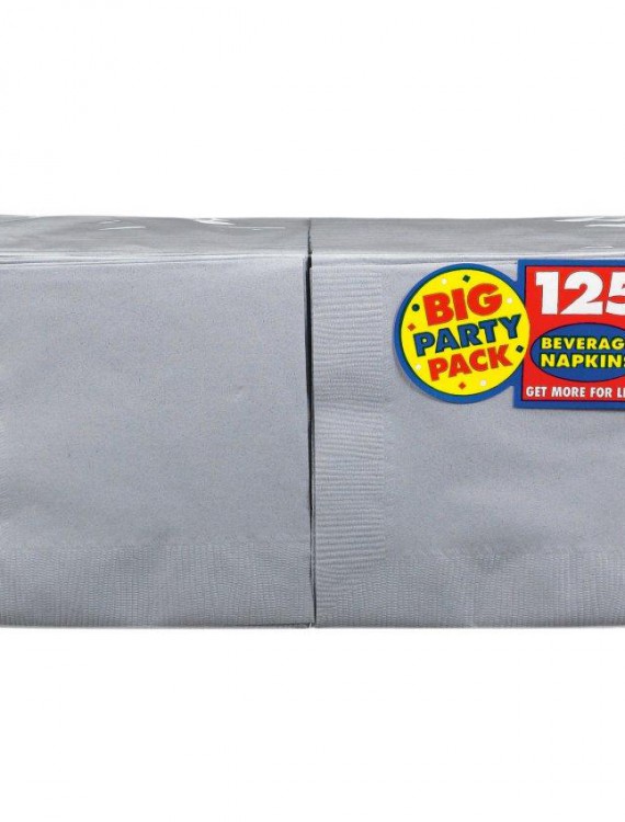Silver Big Party Pack - Beverage Napkins (125 count)