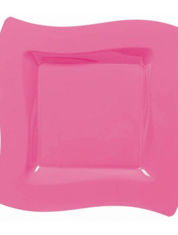 Hot Pink Wavy Square Plastic Dessert Plates (10 count)