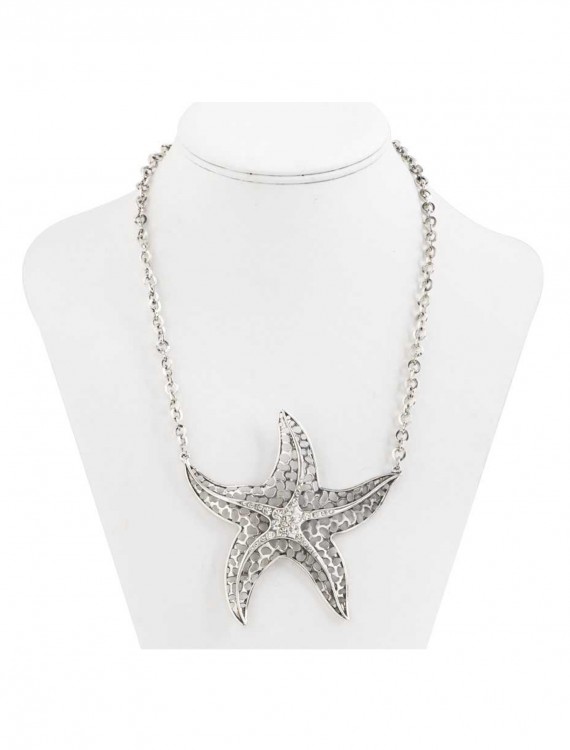 Antique Silver Star Fish Necklace