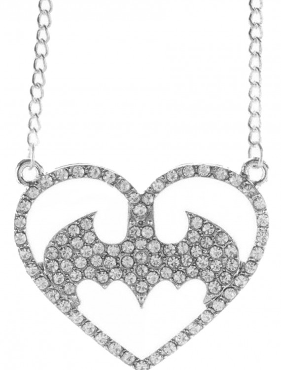 Batman Logo Heart Bling Necklace
