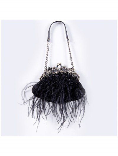 Black Feather Bag with Chain