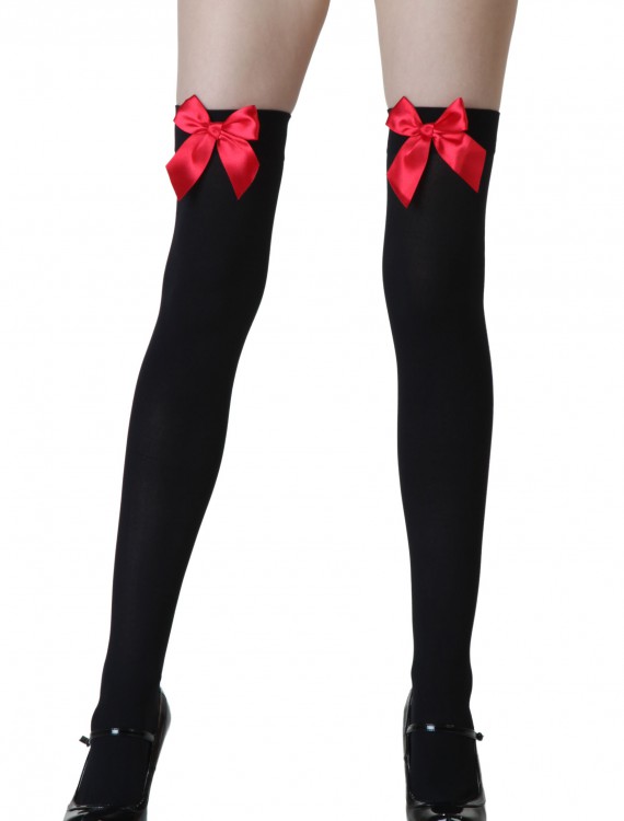 Black Stockings with Red Bows