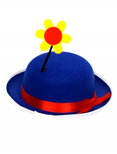 Blue Clown Derby Hat with Flower