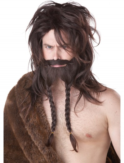 Brown Viking Wig, Beard and Mustache