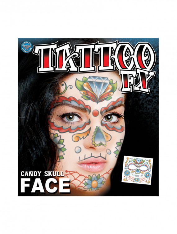 Candy Skull Face Temporary Tattoo