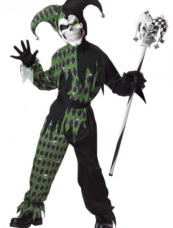 Child Green Scary Jester Costume