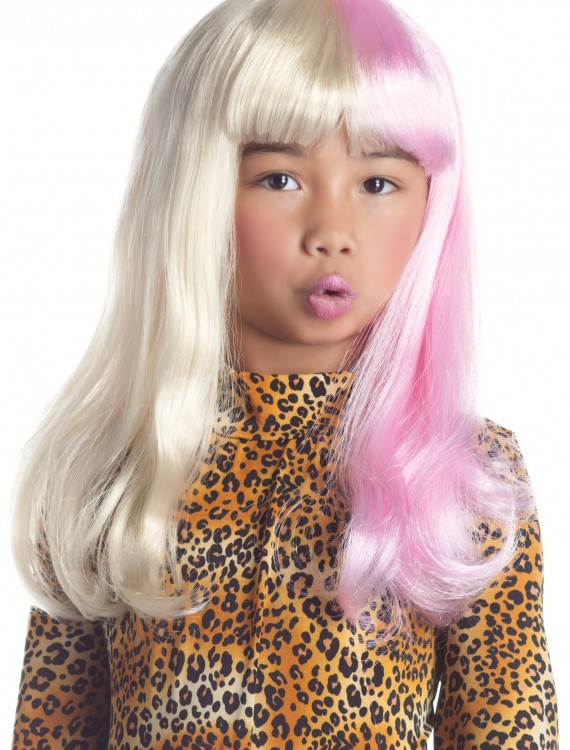 Child Pink and White Diva Wig
