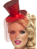 Fever Red Glitter Mini Top Hat