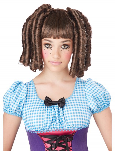 Girls Brunette Baby Doll Curls Wig with Bangs