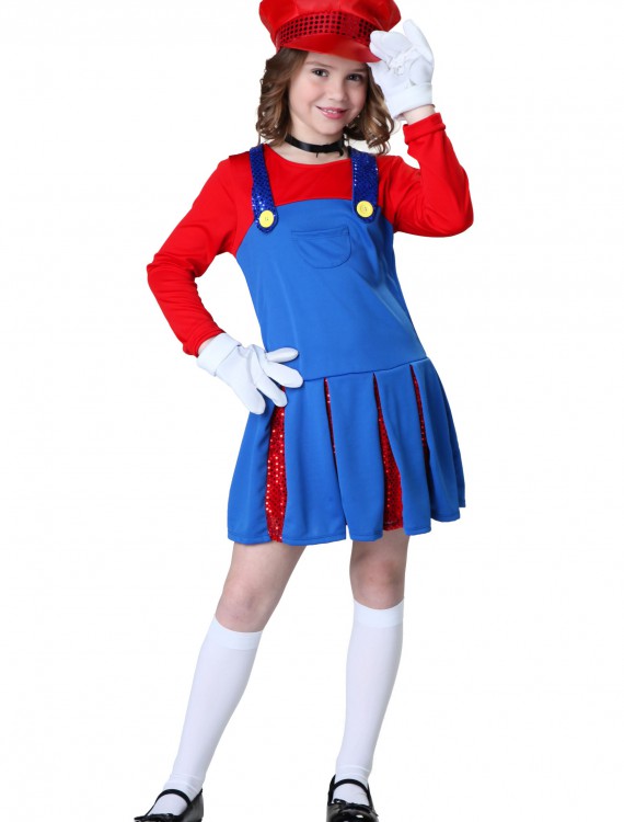 Girls Super Maria Costume