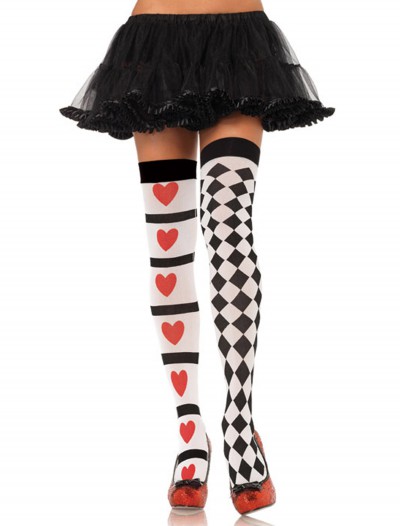 Harlequin and Heart Thigh Highs