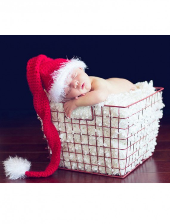 Infant Red Tail Hat with Eyelash Trim